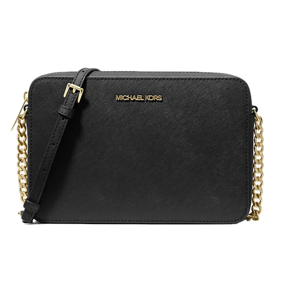 Michael Kors Jet Set Large Logo Crossbody Bag 7.5 X 10 Black