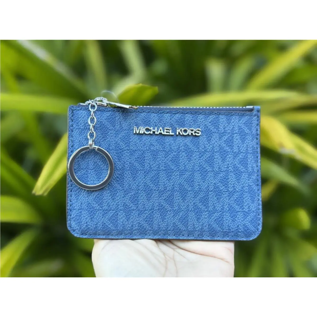 Michael Kors Jet Set Travel SM Coin Pouch ID Key Holder Wallet MK Dark Chambray