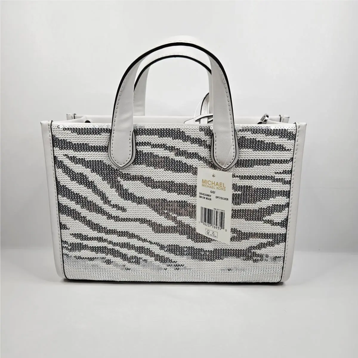 Michael Kors Purse Gigi Small East West Messenger In Silver Women Bag