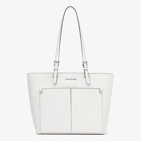 Michael Kors Jet Set Travel Medium Vegan Leather Double Pocket Tote Bag Optic