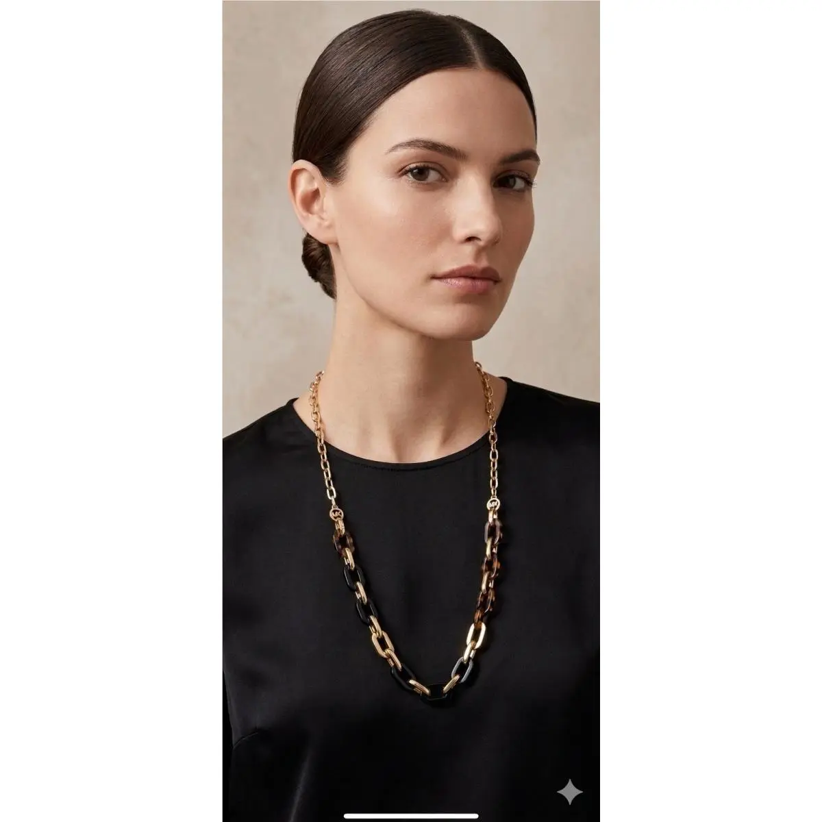 Michael Kors Color Block Gold-tone and Acetate Chain Necklace 30 D1