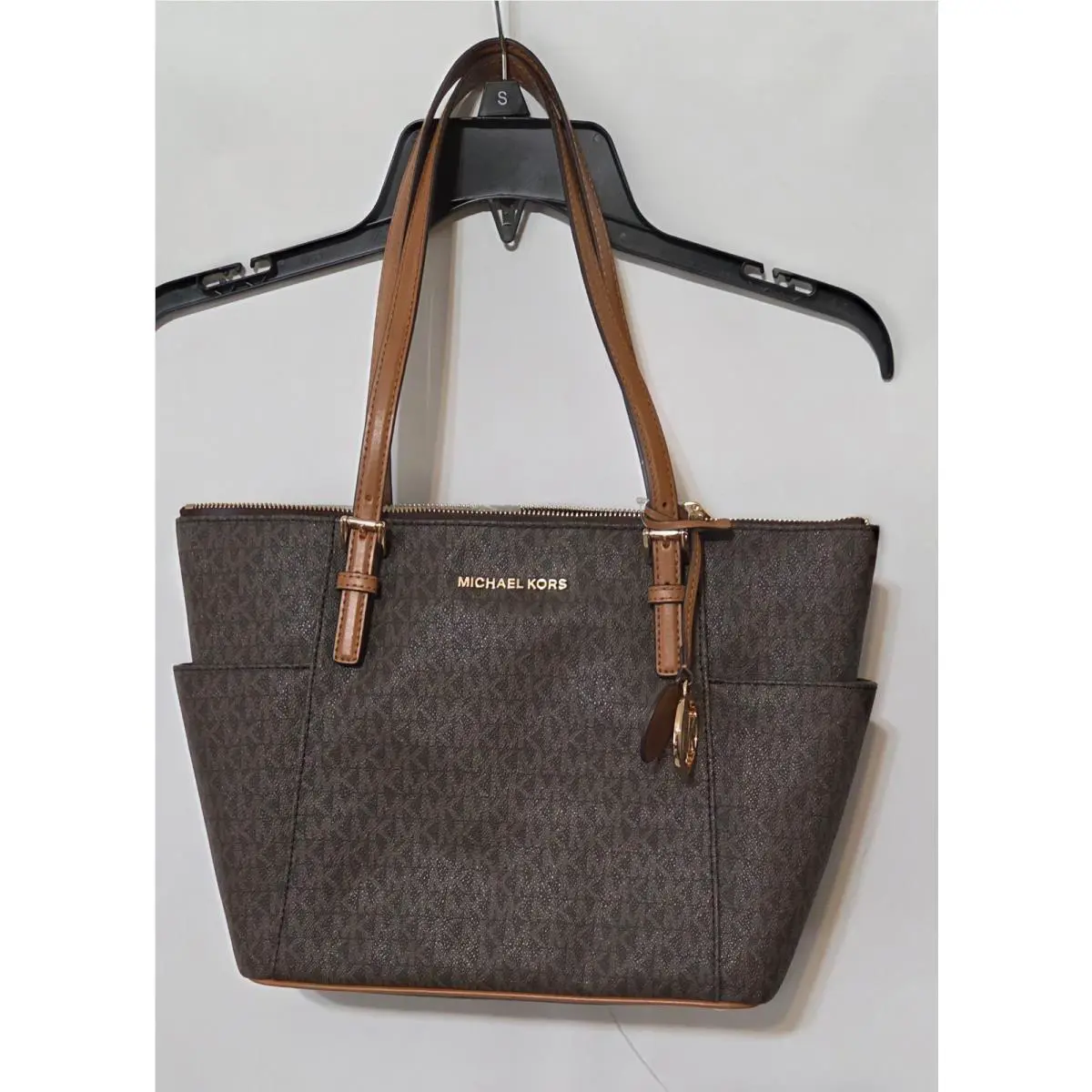 Michael Kors Jet Set EW Logo Tote Brown/acorn MK Bag 30S0GTTT1B