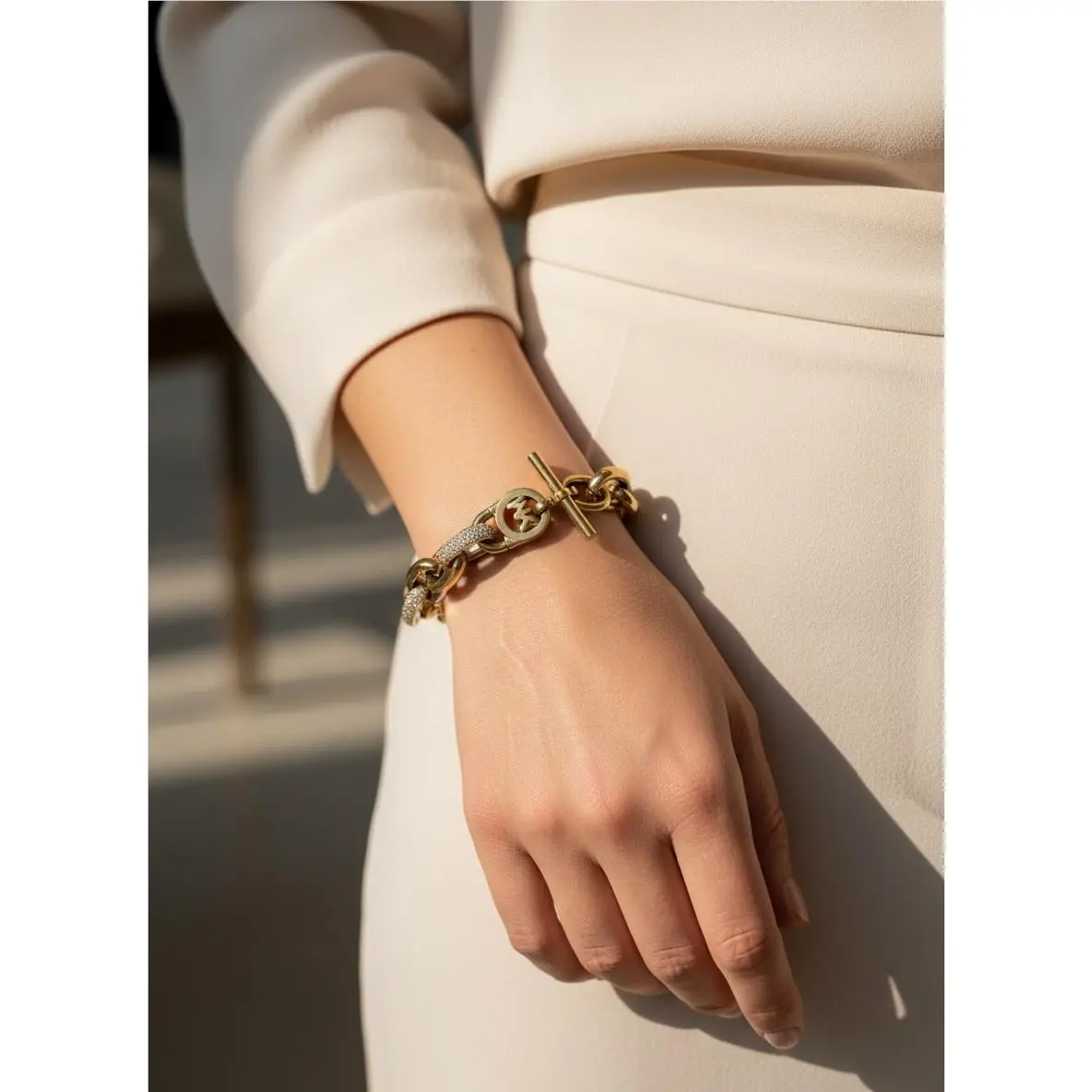 Gold Tone Rhinestone Toggle Bracelet D1 g by Michael Kors