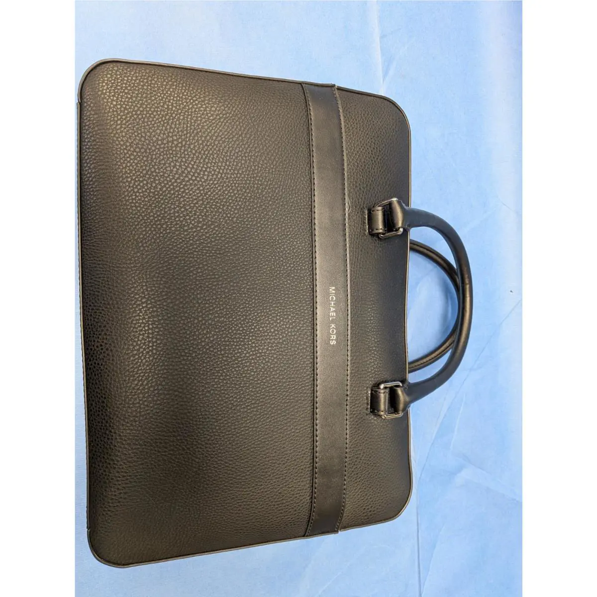 Michael Kors Mens Mason Explorer Leather Laptop Briefcase Black Shoulder Strap
