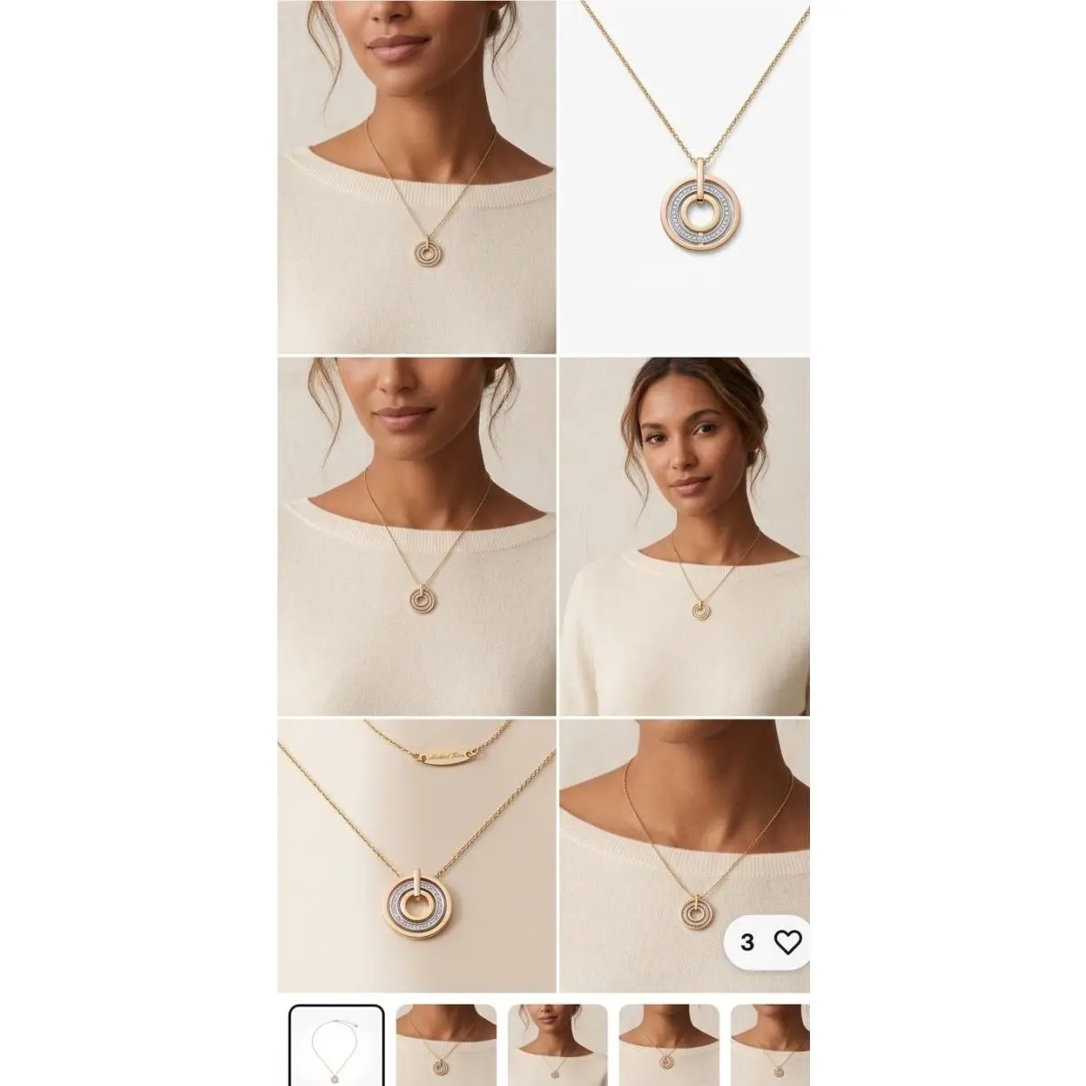 Michael Kors Necklace Brilliance Statement Tri-tone Disc Gold-tone D30