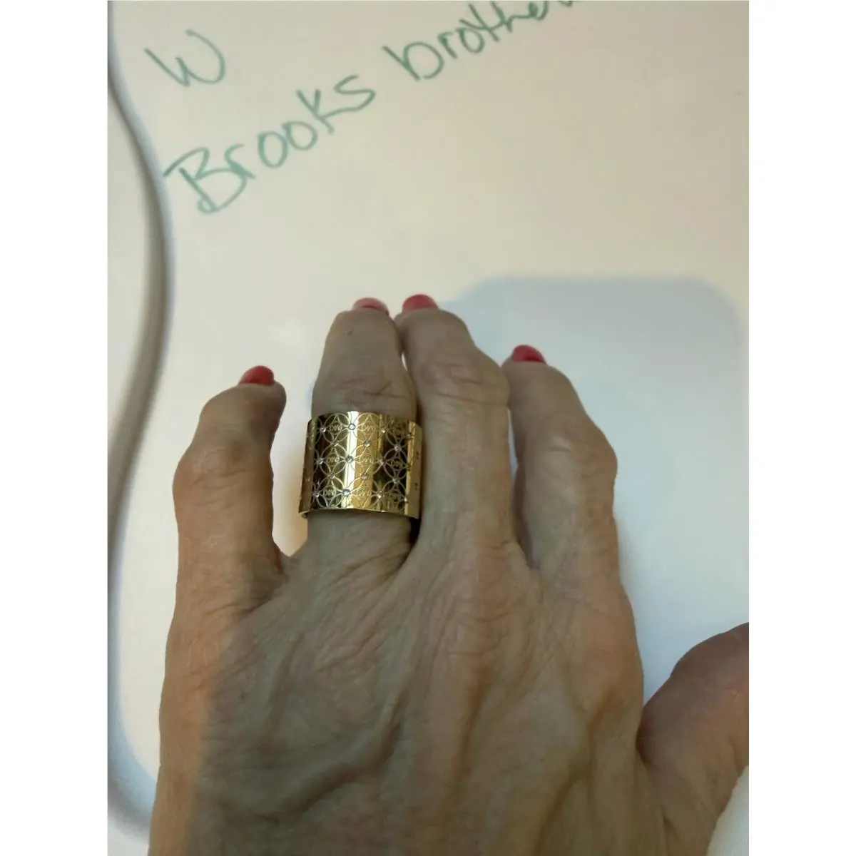 Michael Kors Gold Tone Heritage Barrel Ring Size 7 MK4
