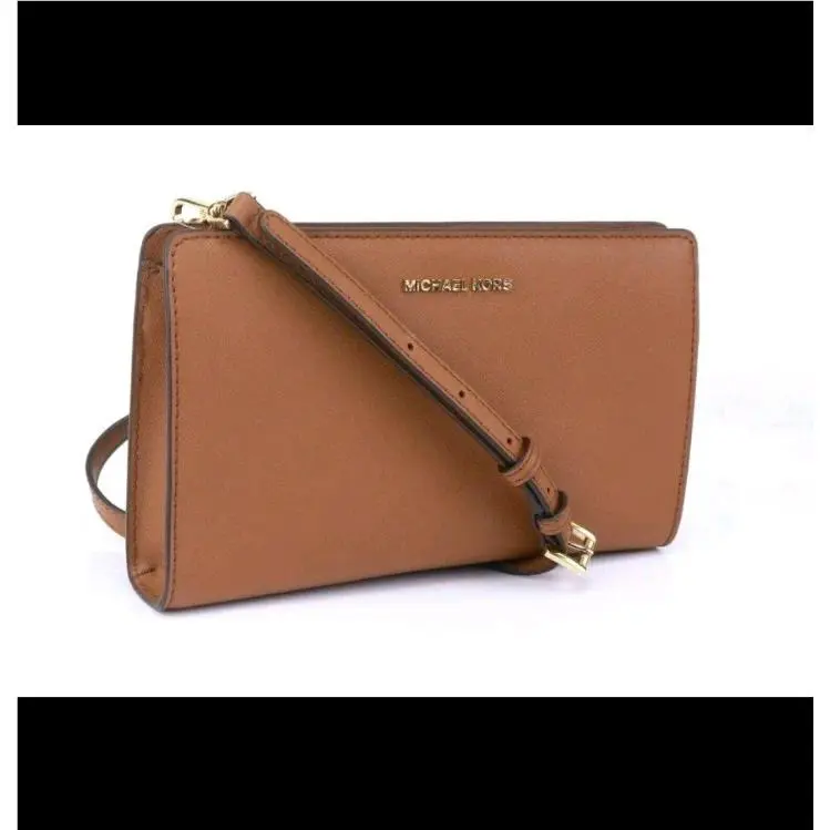 Michael Kors Brown Jet Set Leather Travel Large Crossbody Clutch Bag