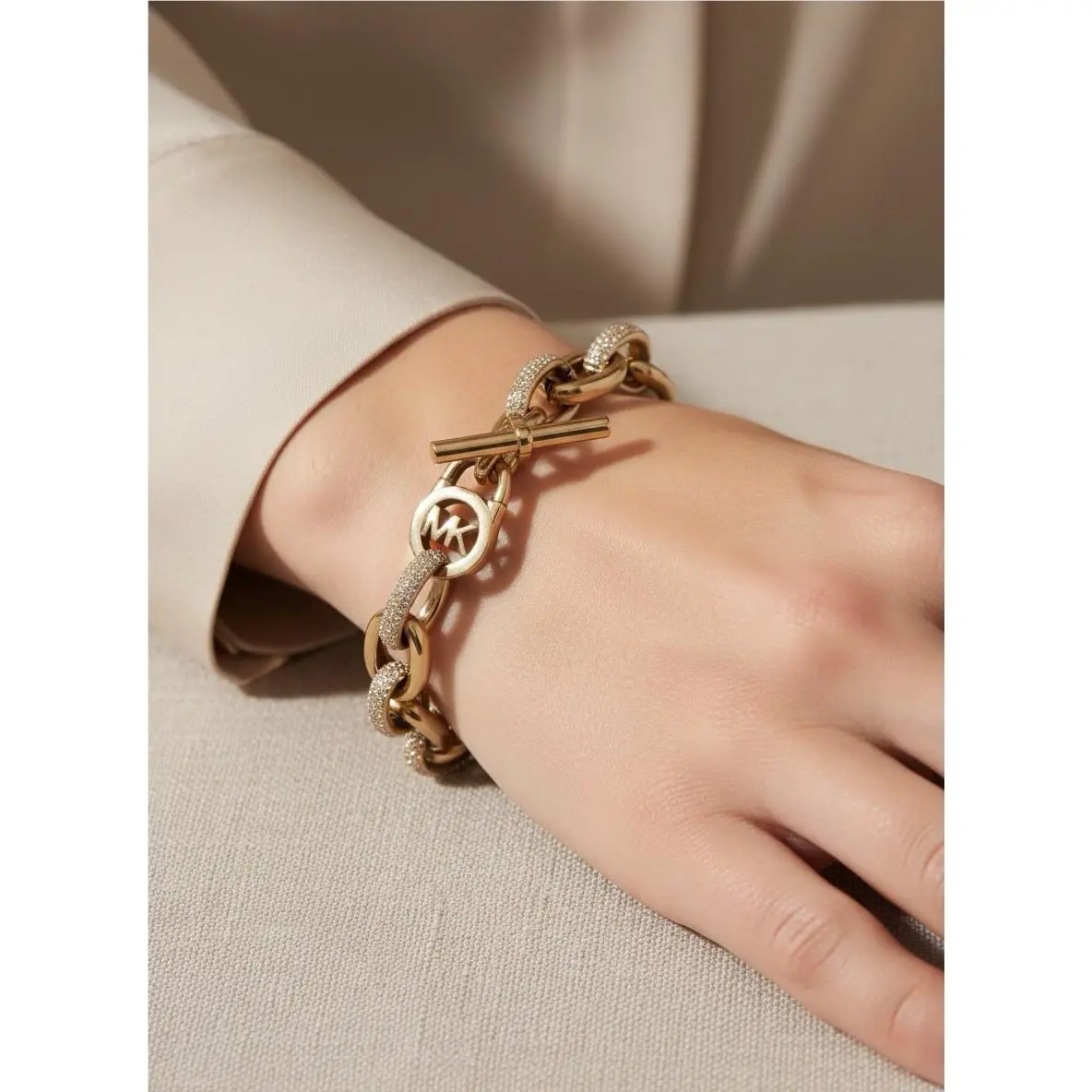 Rose Gold Tone Rhinestone Toggle Bracelet D1 F by Michael Kors