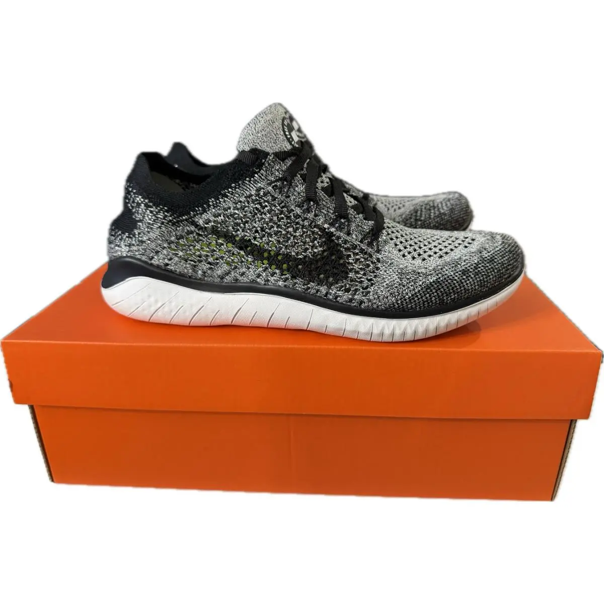 Nike Women`s Free RN Flyknit 2018 White Black Training Running Shoes 942839-101