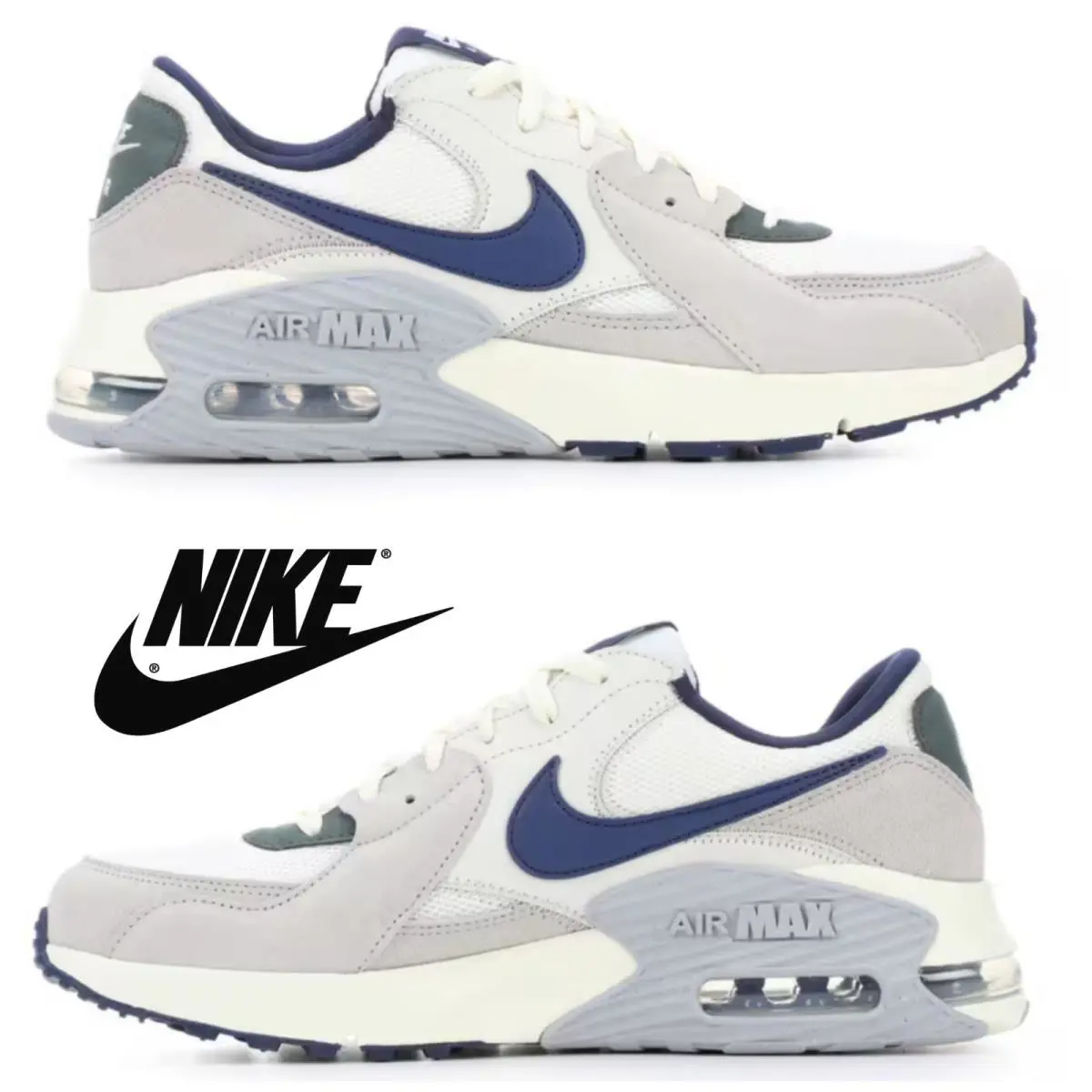 Nike Air Max Excee Men`s Shoes Sneakers Running Athletic Walking Sport Comfort - White, Maufacturer: gry/nvy/plat133