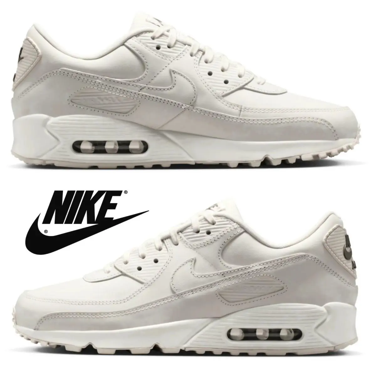 Nike Air Max 90 Men`s Sneakers Running Casual Athletic Shoes Comfort Trainers - Ivory, Maufacturer: Med Olive/Phantom/Phantom