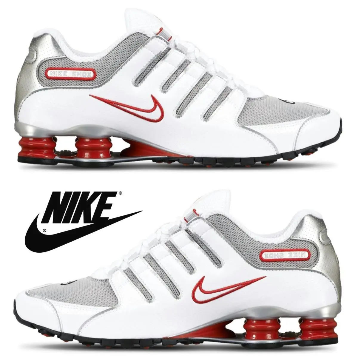 Nike shoes - Nike Shox - Shox - White, Maufacturer: White/Metallic Silver/Sport Red 15