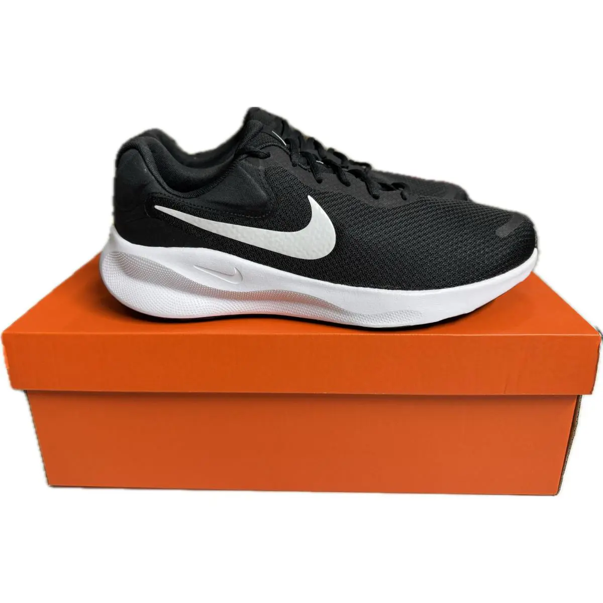 Nike Revolution 7 Wide W Men`s Black White Casual Shoes FB8501-002 - BLACK/WHITE