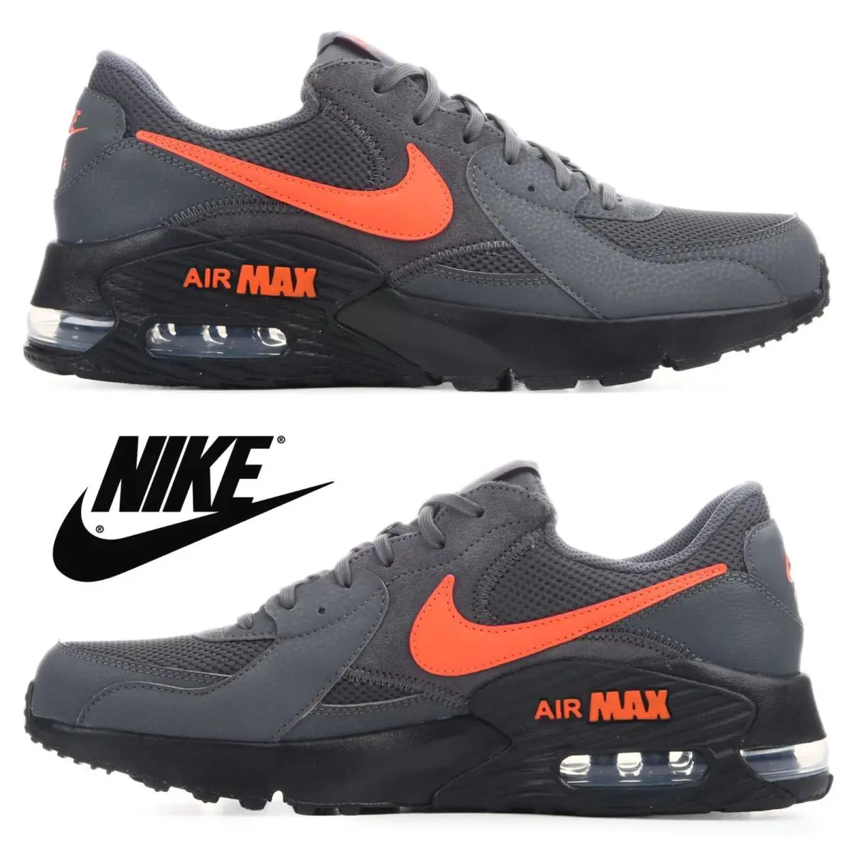 Nike Air Max Excee Men`s Shoes Sneakers Running Athletic Walking Sport Comfort - Gray, Maufacturer: grey/orange