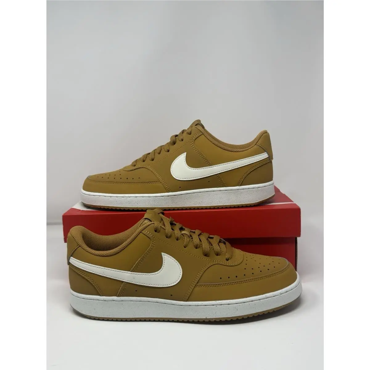 Nike Court Vision Low V2 Nbk Nubuck Shoes Wheat Sail HV8139-700 Men`s Size 11.5