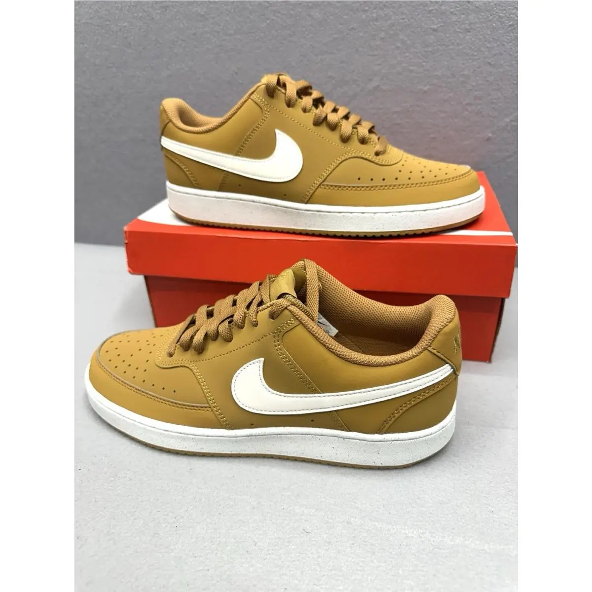 Court Vision Low V2 Nubuck HV8139-700 Tan/white Men`s Size 9 Wheat/sail by Nike