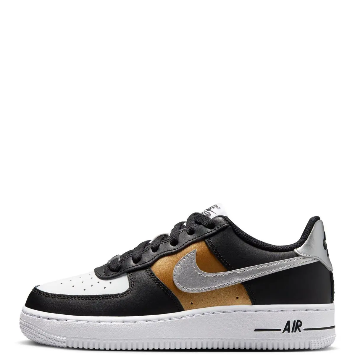 Big Kid`s Nike Force 1 BG Black/metallic Silver-white HV0937 010 - 6.5 - Black/Metallic Silver-White