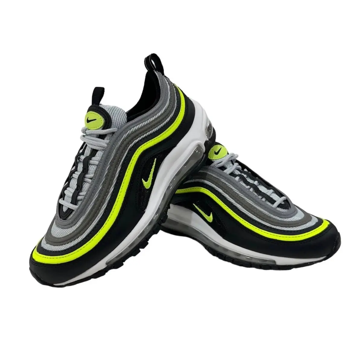 Nike Air Max 97 (gs) Air Max 97 GS Platinum Black Volt 921522-030 Shoes Size 5Y - 6.5 Women`s - Grey