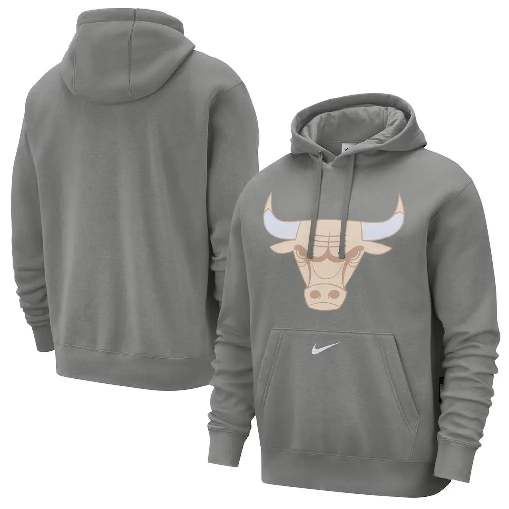 Nike Mens Chicago Bulls Jordan City Edition Series Club Hoodie Steel Grey XL