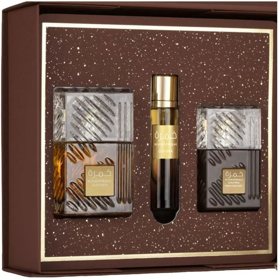 Lattafa Unisex Khamrah Qahwa 3pcs Edp Gift Set Fragrances 6290362349624