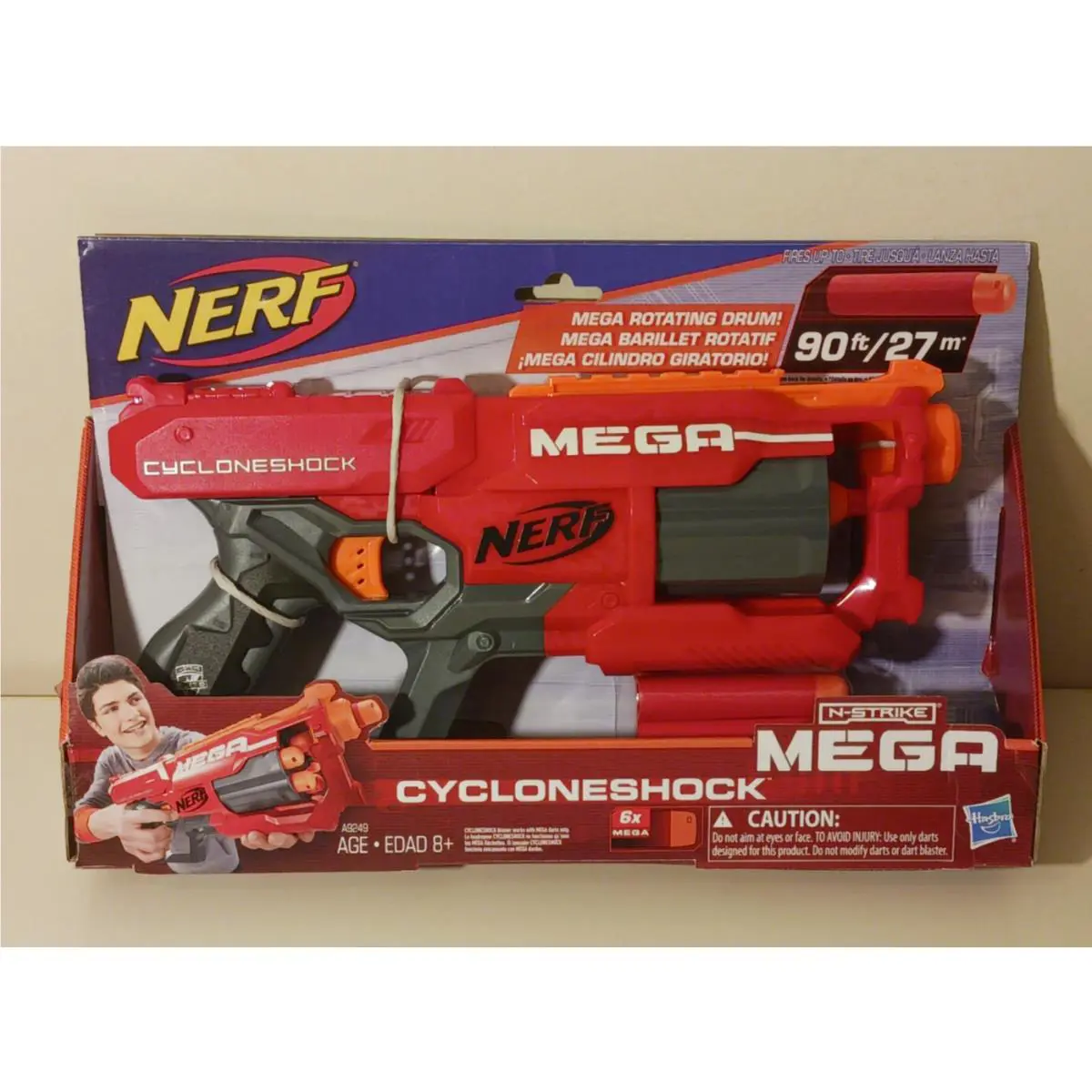 Nerf Cycloneshock Mega Rotating Drum Dart Blaster Red Rare 2017