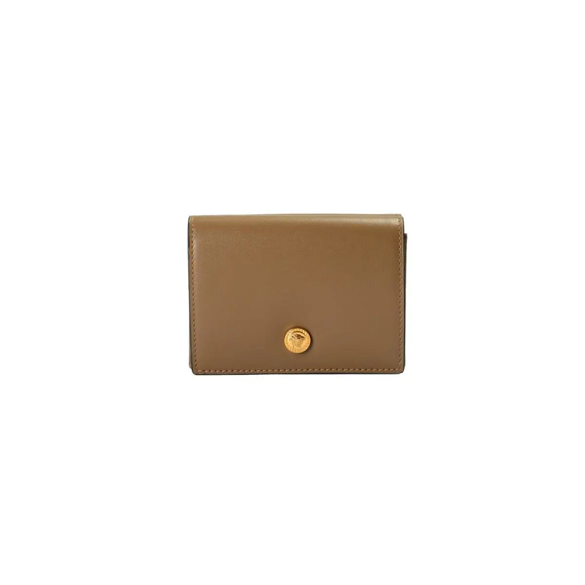 Versace Chestnut Leather Gold Medusa Head Trifold Wallet