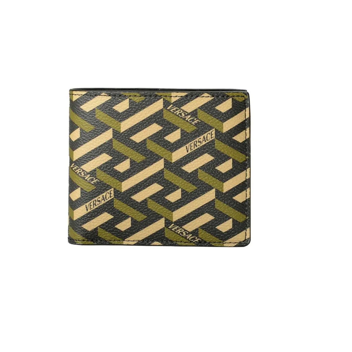 Versace Coated Canvas Leather Monogram Bifold Wallet