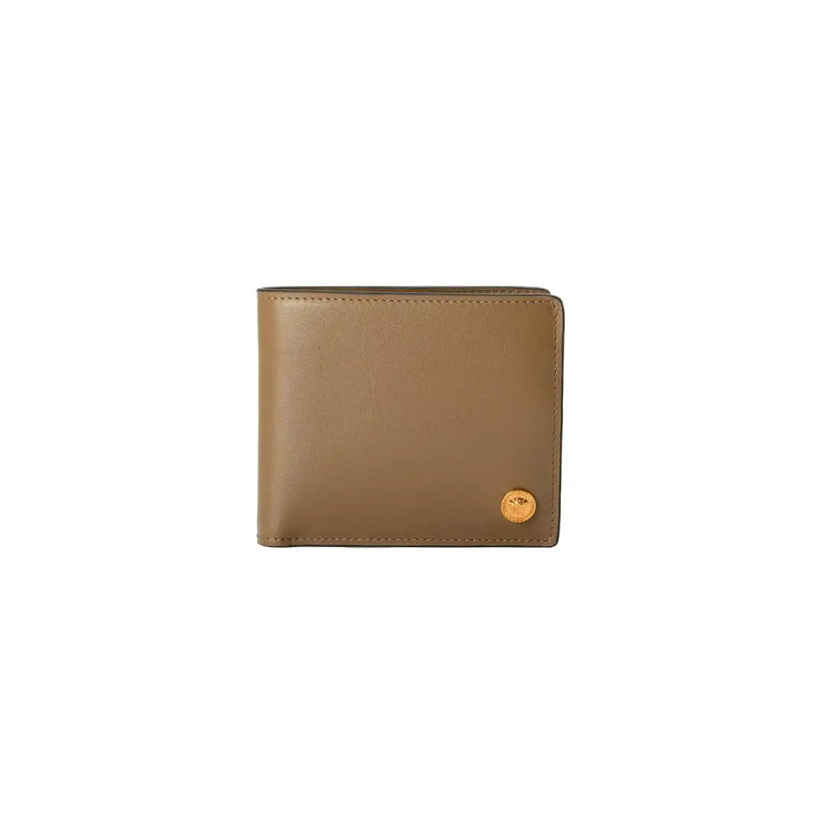 Versace Chestnut Leather Gold Medusa Head Bifold Wallet W/coin Pocket