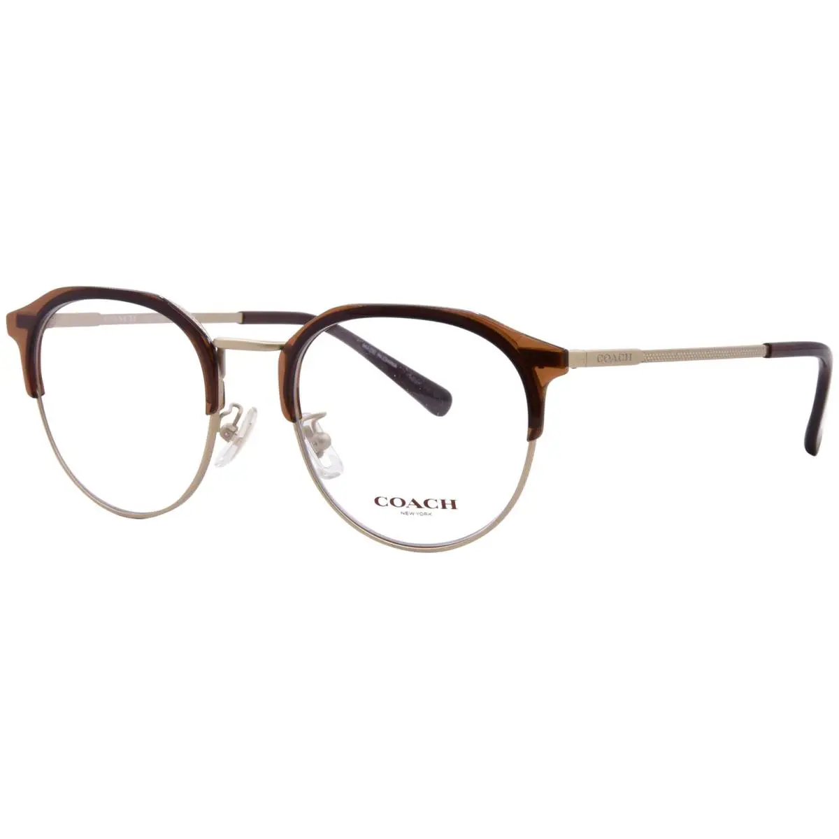 Coach HC5193 9474 Eyeglasses Men`s Satin Light Gold Full Rim Round Shape 52mm