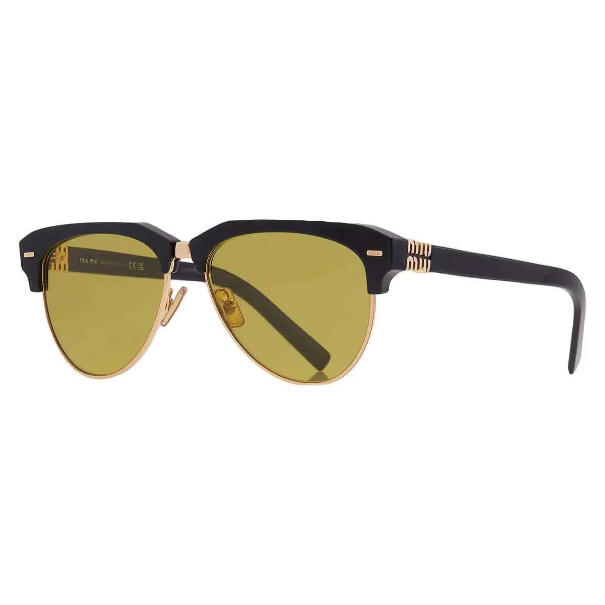 Olive Green Pilot Ladies Sunglasses MU 09ZS 1AB07O 57 MU 09ZS 1AB07O 57 by Miu Miu