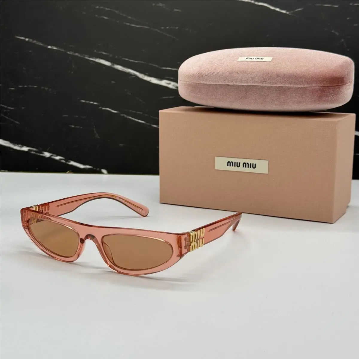 Miu Miu MU07ZS 14T07V Sunglasses Tulip Transparent Women MU 07ZS 14T07V Smu