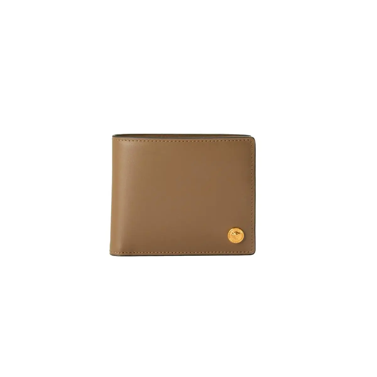 Versace Chestnut Leather Gold Medusa Head Bifold Wallet