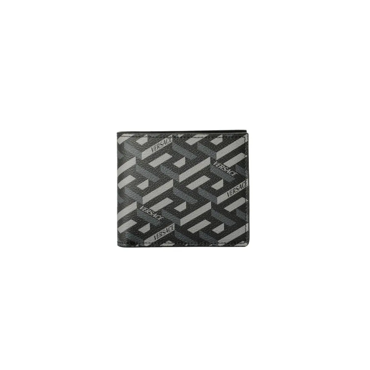 Versace Coated Canvas Leather Monogram Bifold Wallet