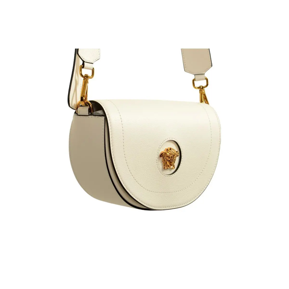 Versace Women`s Grainy Leather Gold Medusa Half Moon Handbag Shoulder Bag