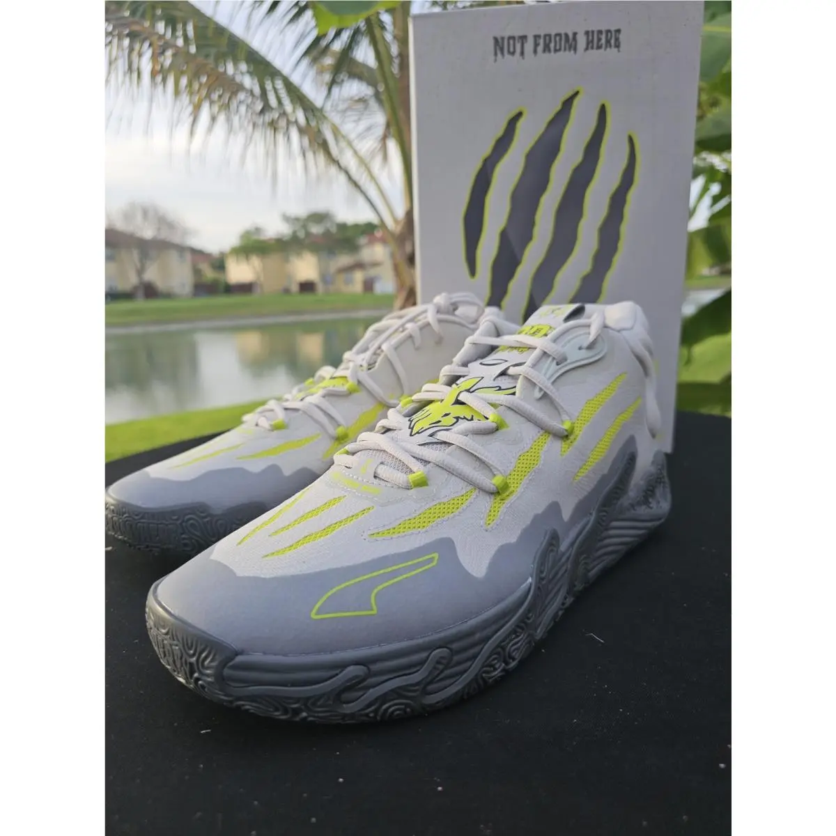 Mens Size 12 Puma MB.03 Hills Gray-lime Melo 379235-01 Basketball Shoes
