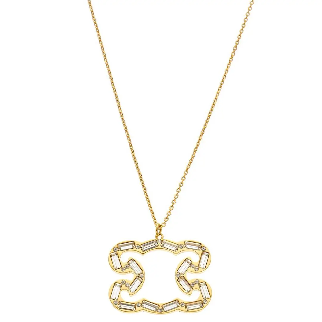 Celine Triomphe Frame Sparkle Necklace Women`s