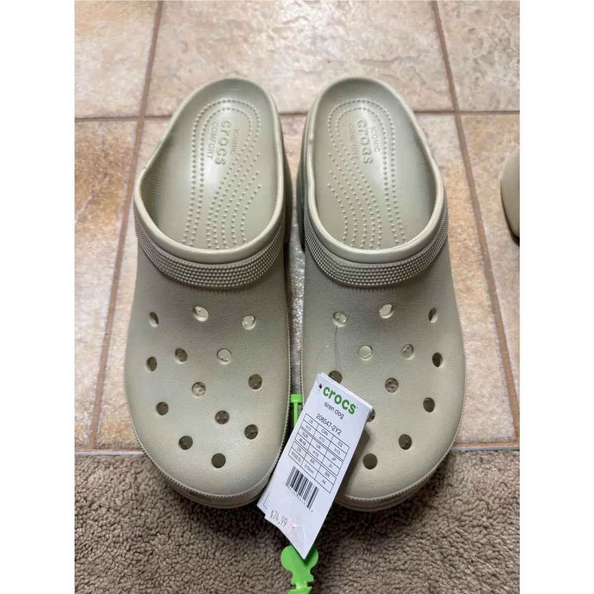 Crocs Siren Clog Beige Mens 12 Womens 14 208547-2Y2