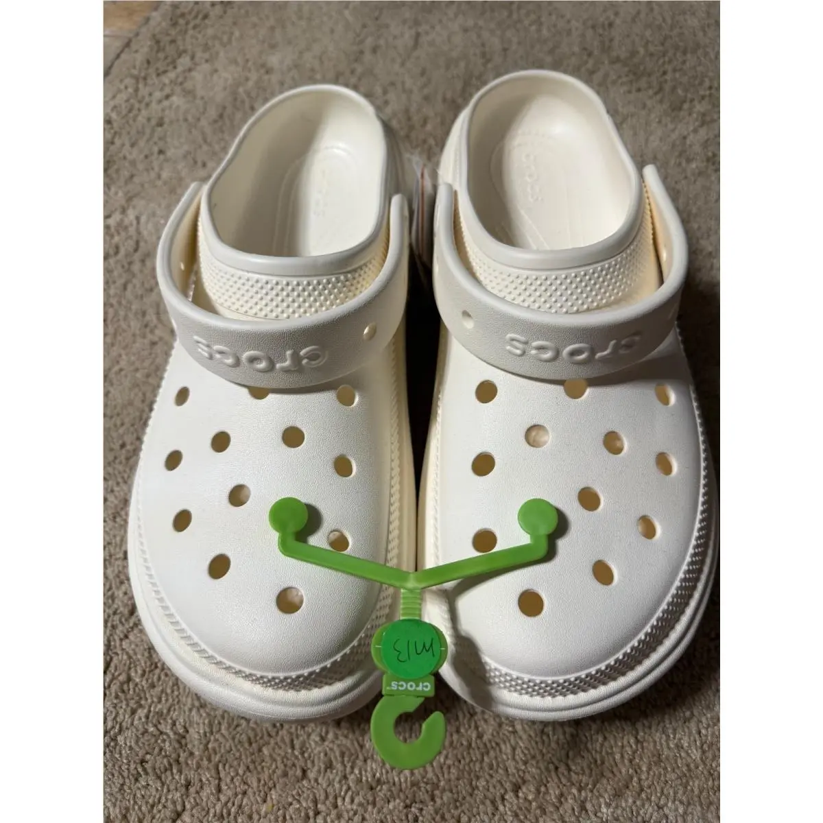 Crocs Unisex Stomp Clog 209347-0WV White Chalk Platform Lift Size M13/W15