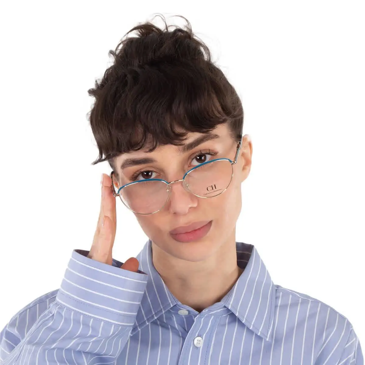 Carolina Herrera Demo Butterfly Ladies Eyeglasses VHE169 0492 53 VHE169 0492 53 - Gold, Frame: Gold