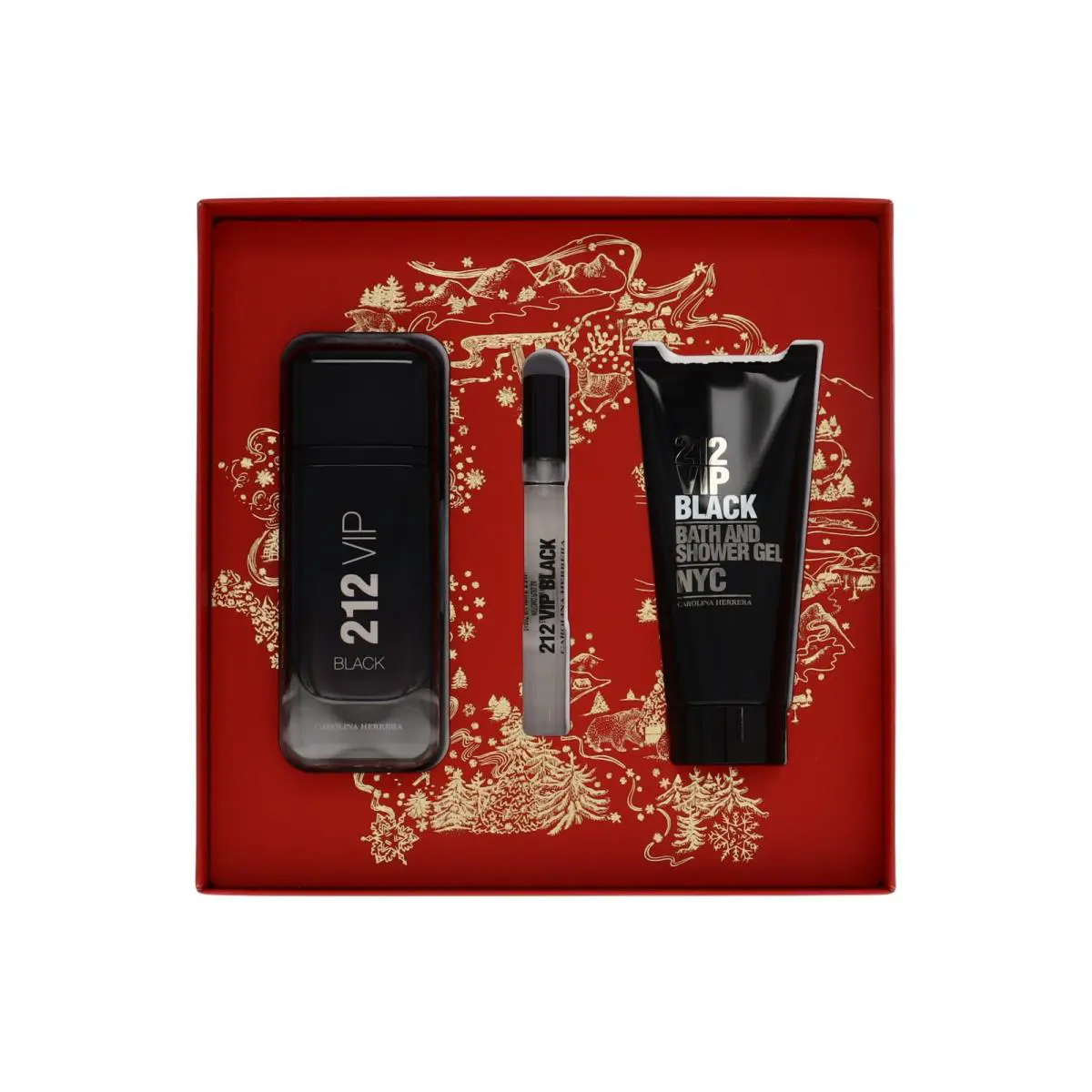 Carolina Herrera 212 Vip Black 3pc Gift Set For Men100ml Edp + 10ml + 100ml Gel