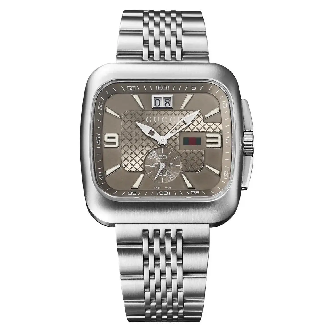 Gucci G-coupe Stainless Steel Taupe Dial Date Quartz Mens Watch YA131301
