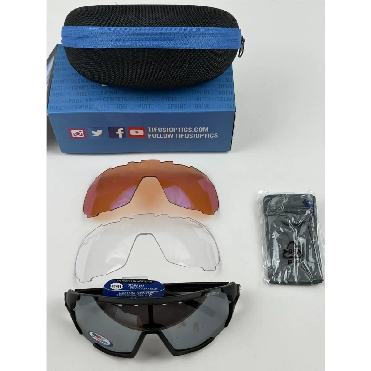 Tifosi Sledge Matte Black Frame Interchangeable Sunglasses