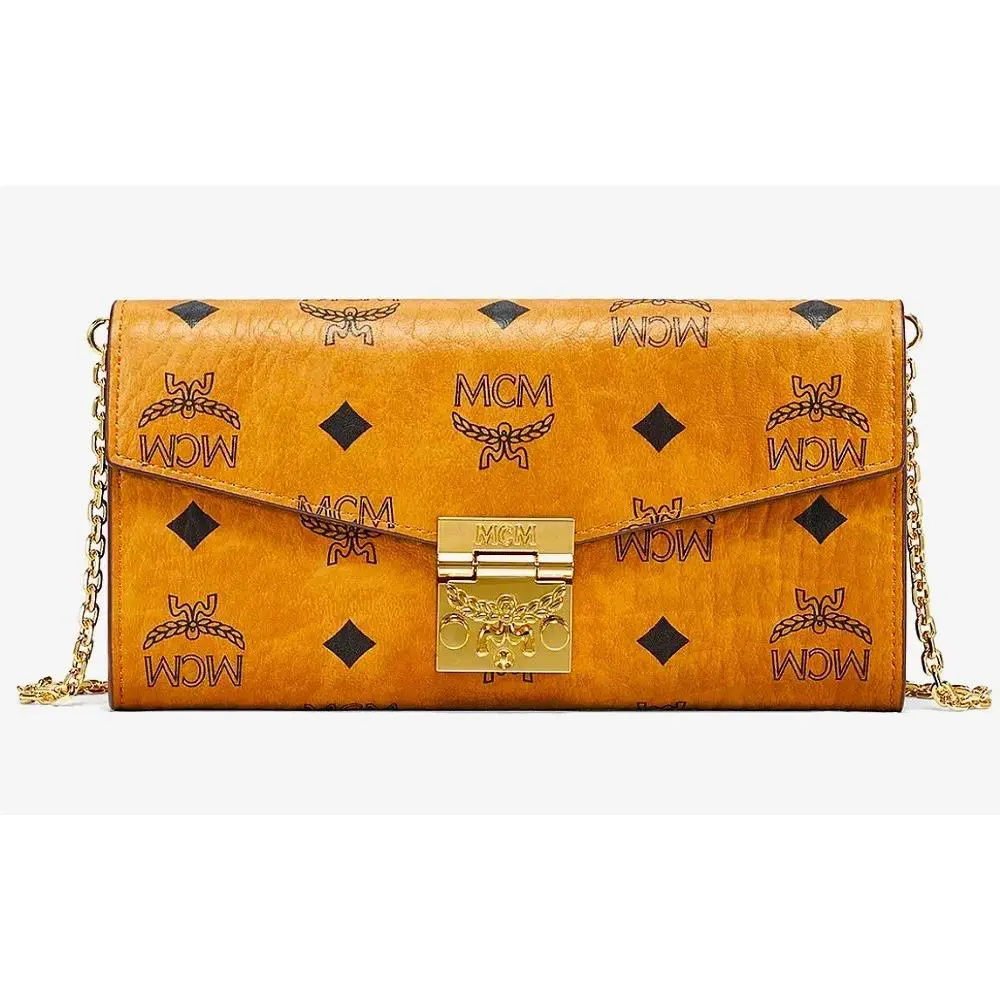 Mcm Patricia Leather Wallet Crossbody Bag with Golden Chain MYLAAPA02CO