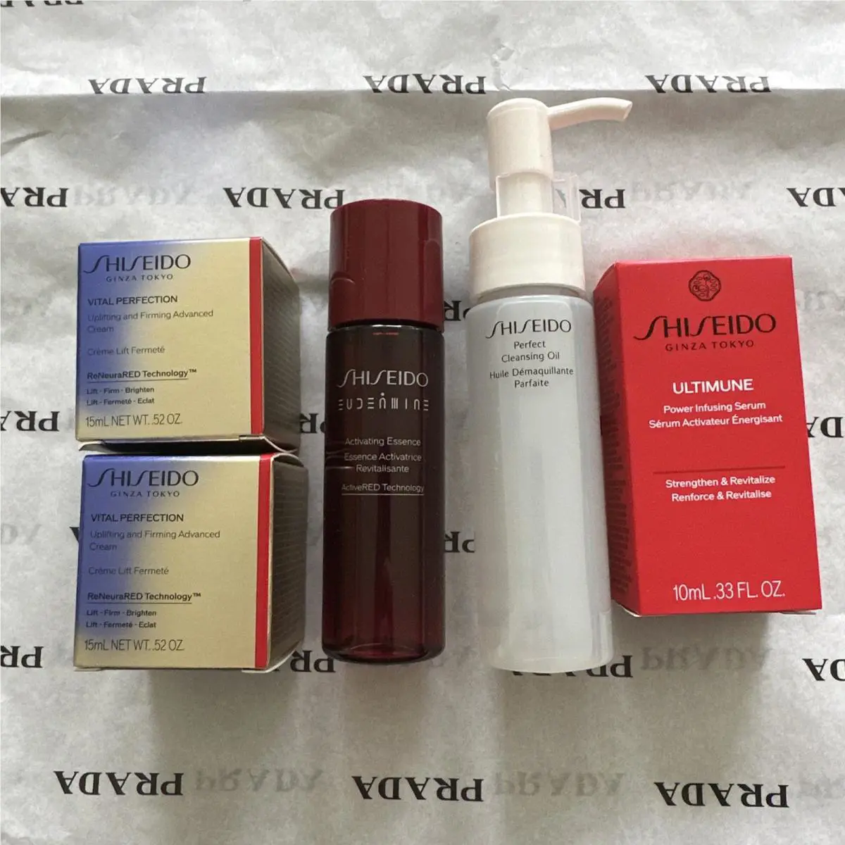 5pc Shiseido Gift Set Travel Vital Perfection Essence Cleansing Oil Serum