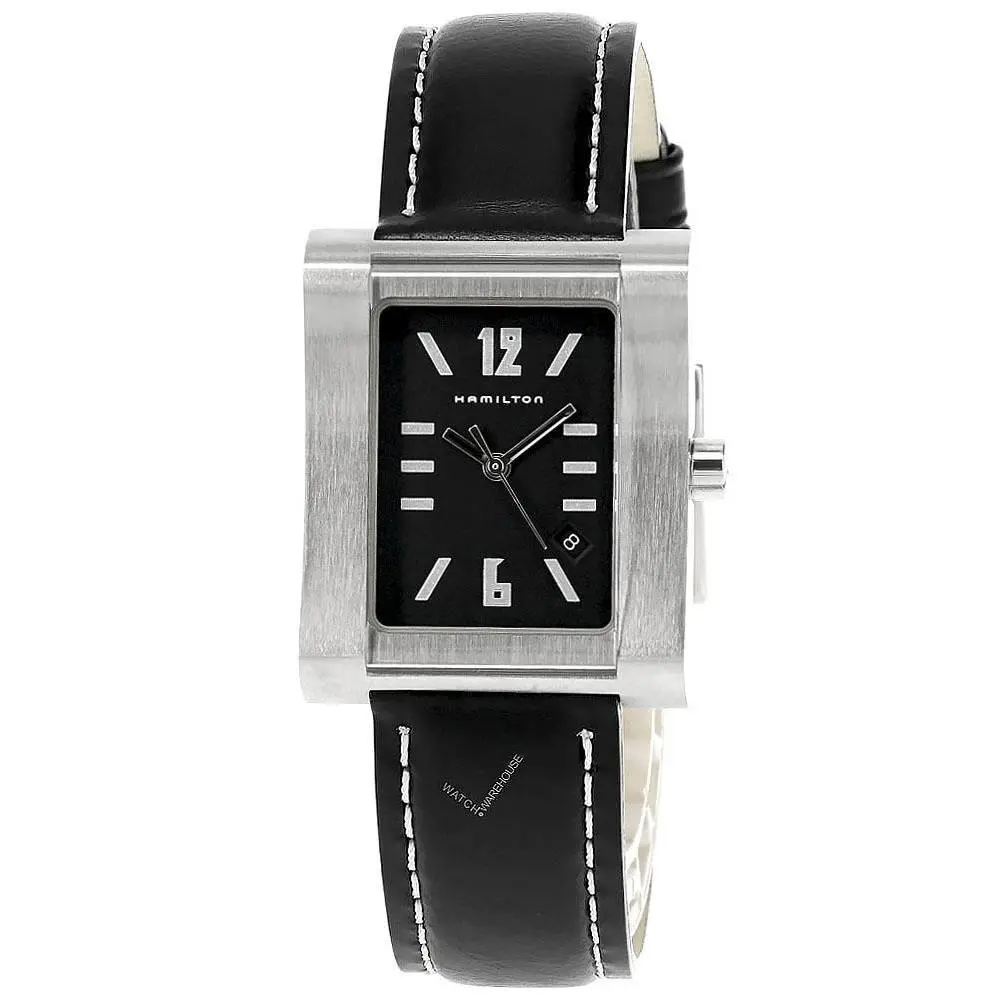 Hamilton Gramercy Quartz 28mm x 34mm Black Leather Vintage Men`s Watch H000032L