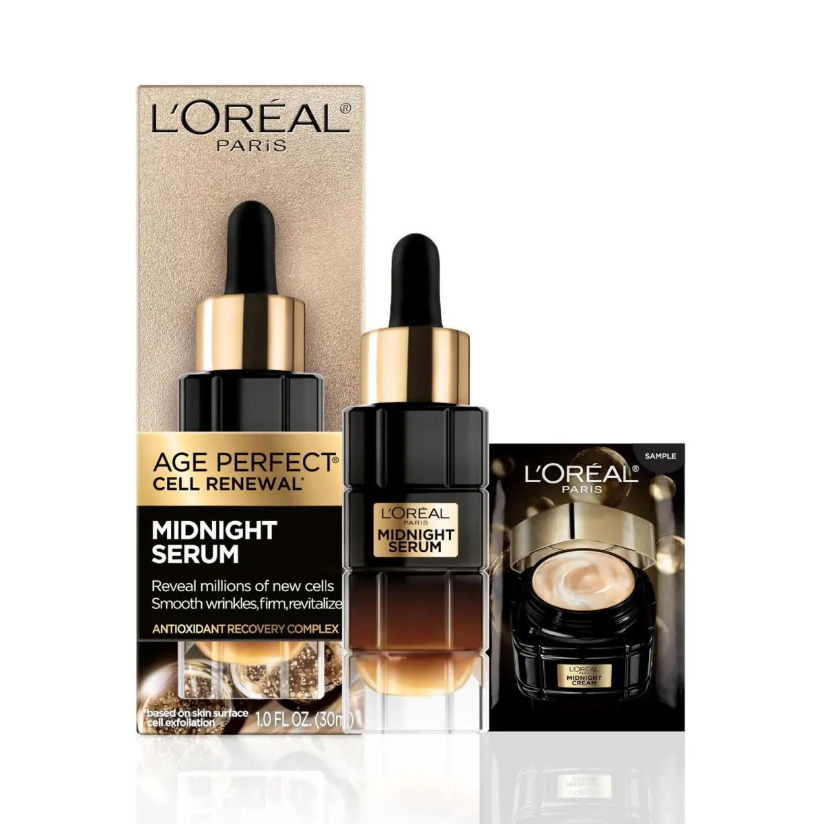 L`oréal Age Perfect Anti-aging Midnight Face Serum Reduce Wrinkles 1oz + Eye Cream