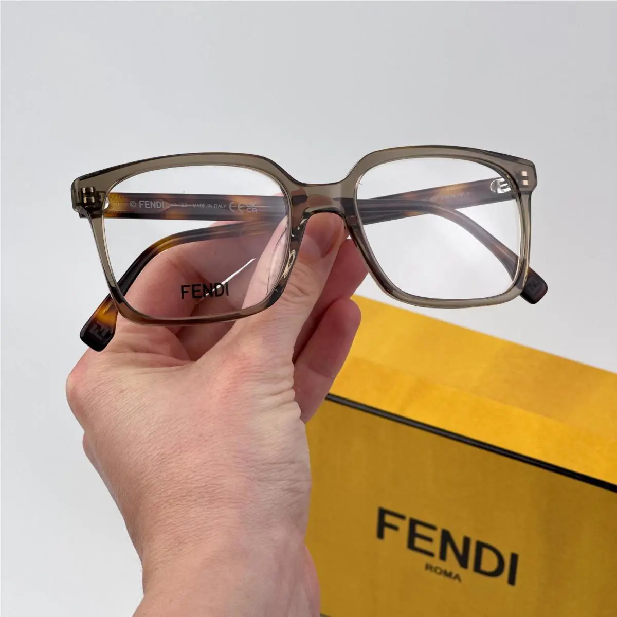 Fendi Women Eyeglasses Transparent Brown Demo Square FE50032I 057