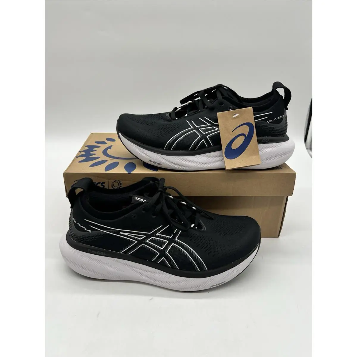 Asics Gel Nimbus 25 Shoes Men Sz 9 Extra Wide Black Pure Silver Running Sneakers