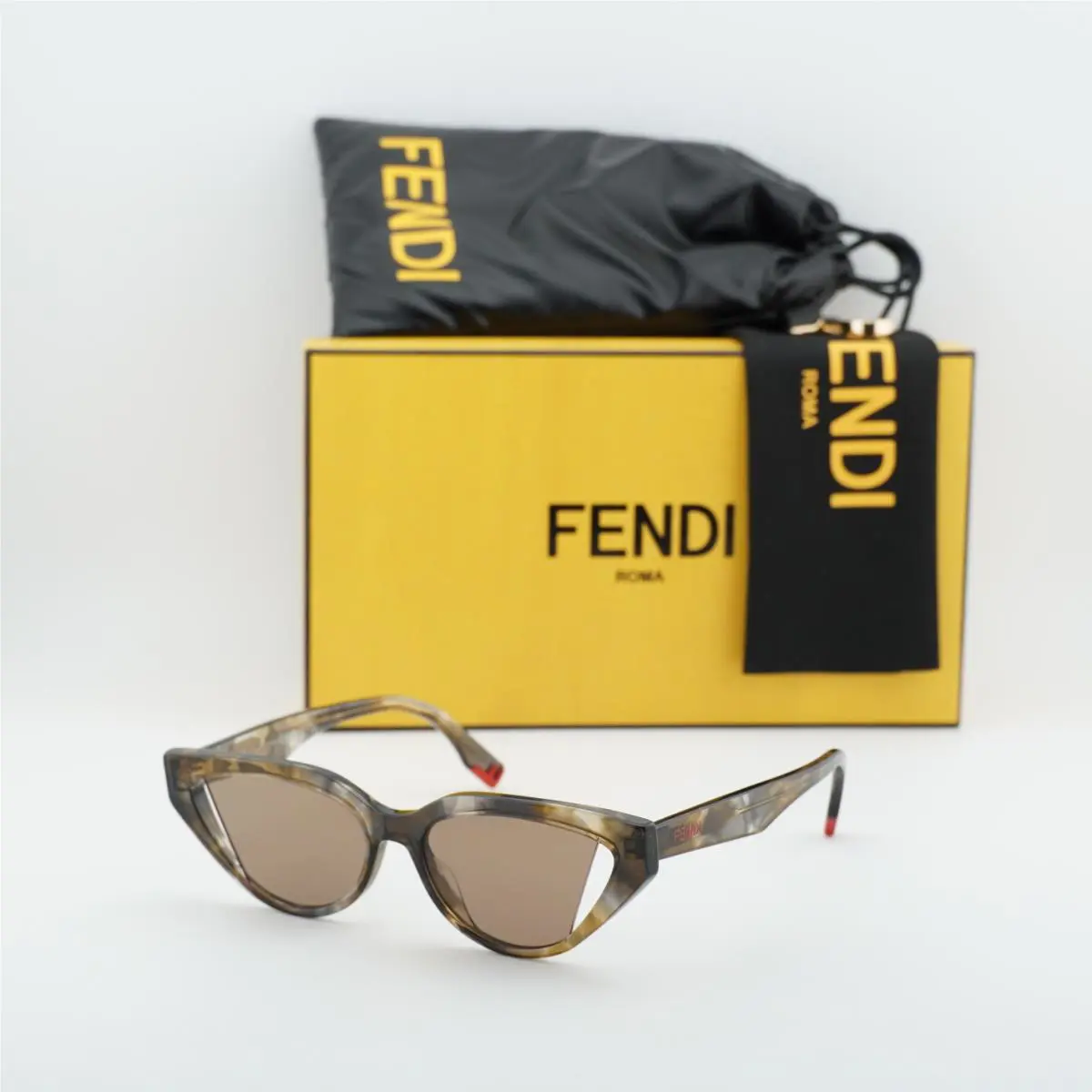 Fendi FE40009I 56E Shiny Havana/brown 52-16-145 Sunglasses
