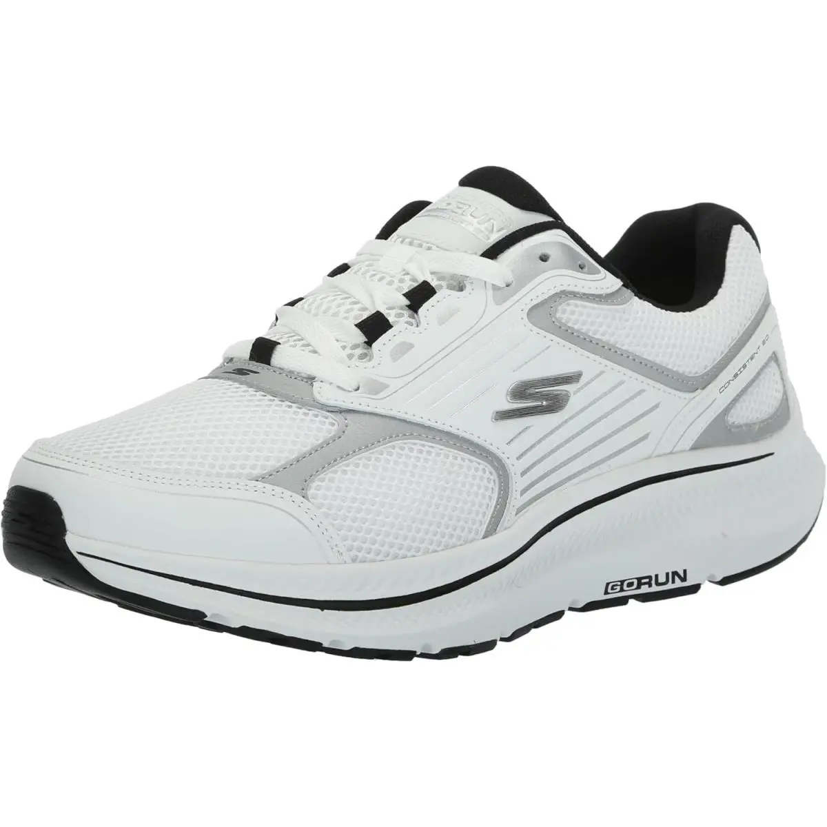 Skechers Mens Go Run Consistent 2.0 Silver Wolf - White/Silver